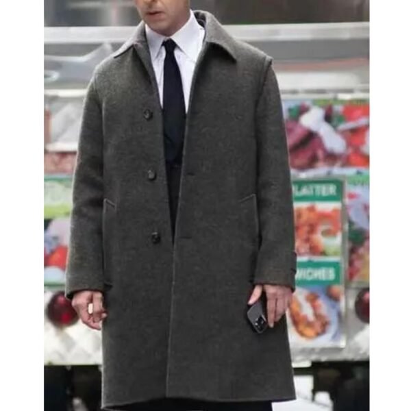 Succession S04 Jeremy Strong Grey Wool Coat