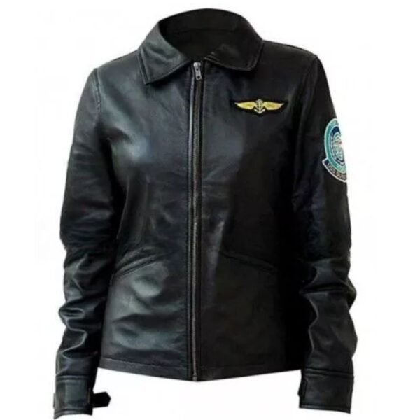 Top Gun Kelly Mcgillis Black Leather Jacket