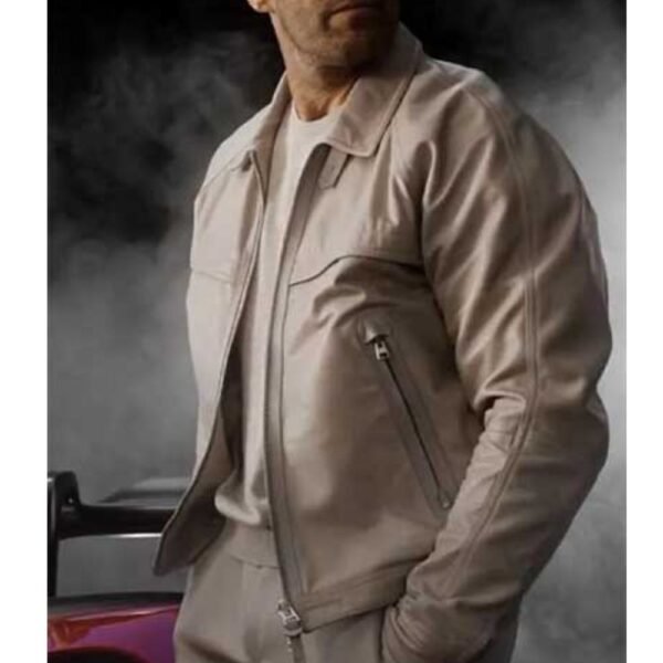 Fast X Jason Statham Beige Leather Jacket